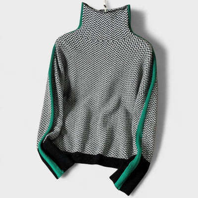 May | Luxurious Roll Neck Jumper with Herringbone Pattern
